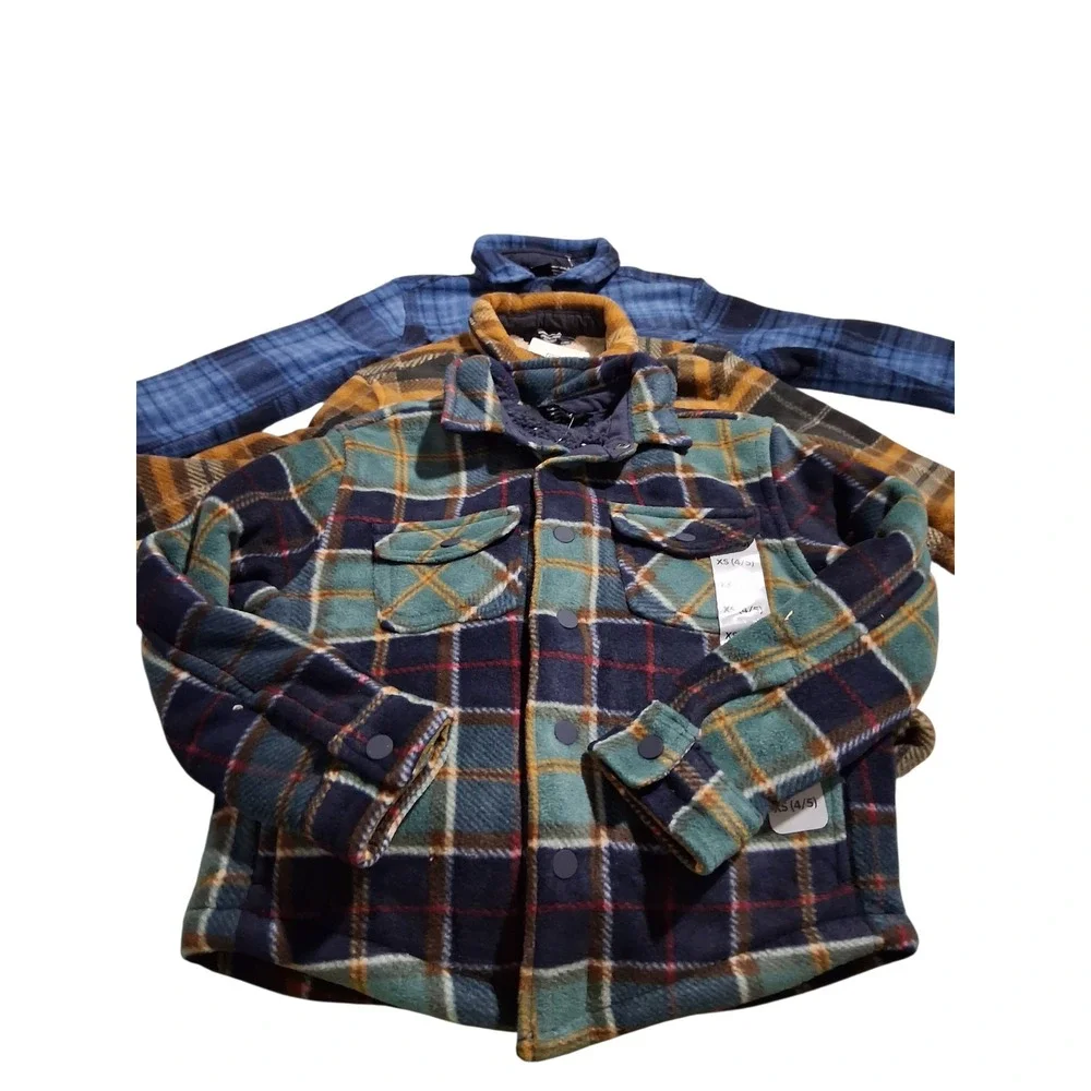 3 Member's Mark Boys Sherpa‎ Lined Shackets Size XS 4/5 Plaid Outerwear Gorpcore